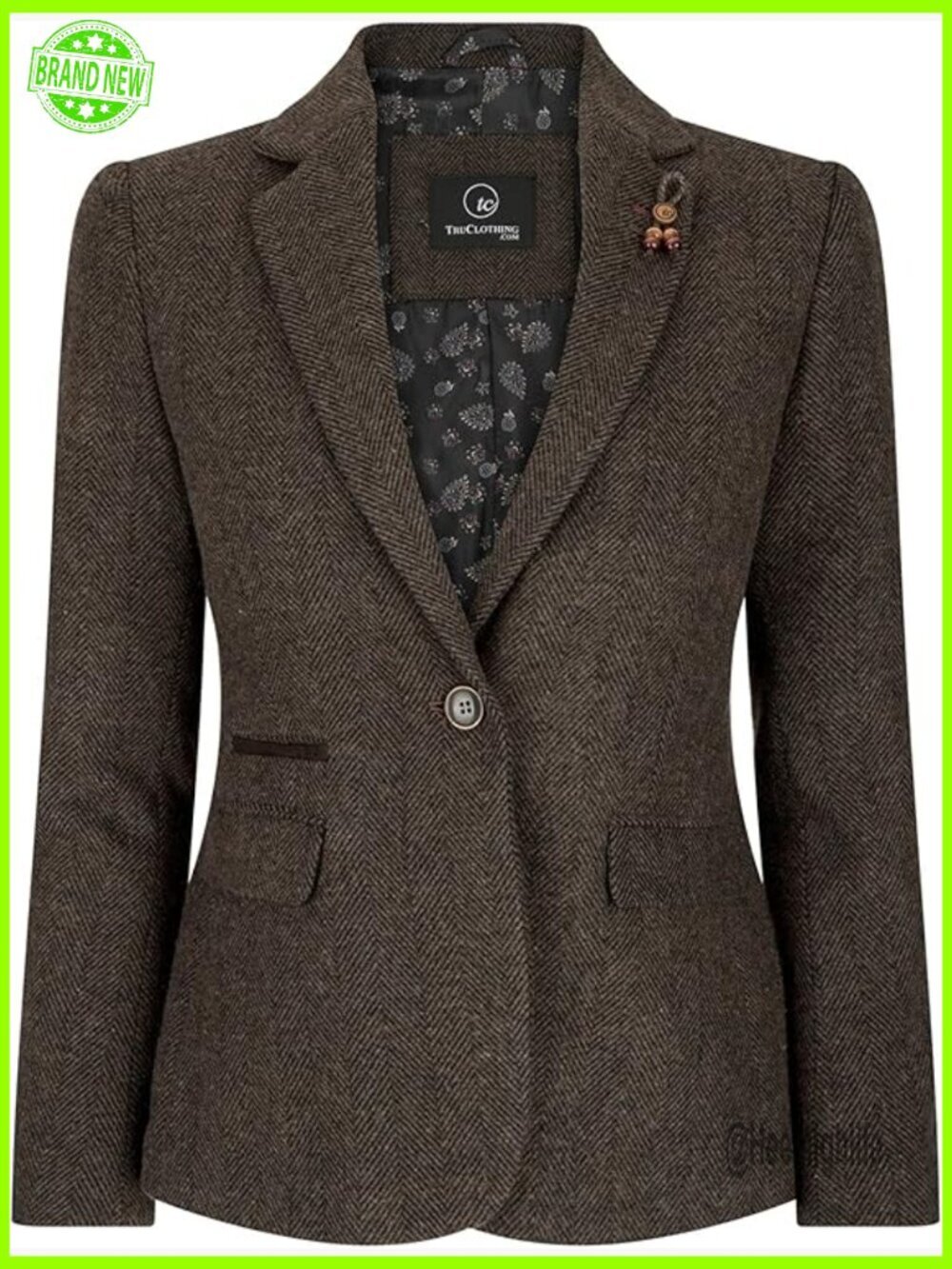 Women's Slim Fit Tweed Blazer, 1920s Vintage Style, Smart Casual Formal